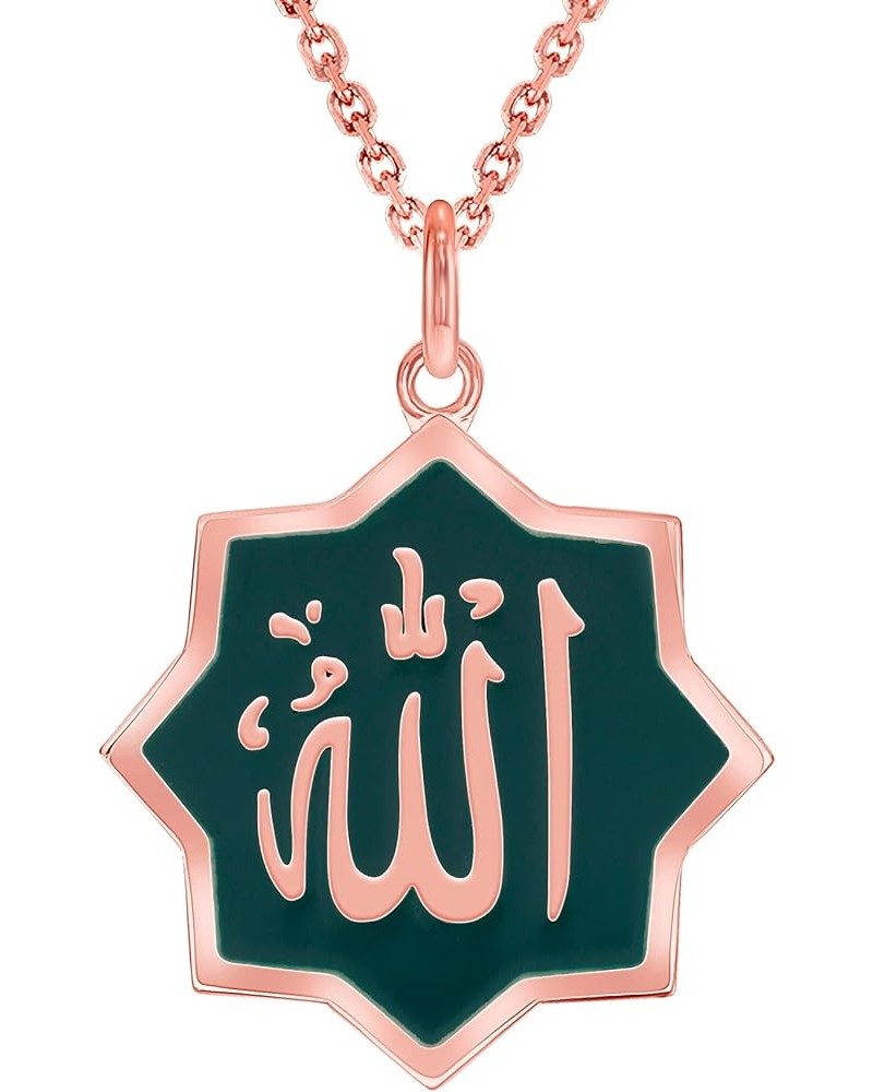 Allah Necklace Pendant in Solid 14k Gold, Made in America 20" Necklace Green Enamel Rose Gold $151.80 Necklaces