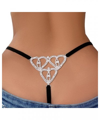 Rhinestone SEXY Letters Thong Waist Body Chain Crystal Underpants Belly Waist Chain Crystal Thong G String Body Jewelry for W...