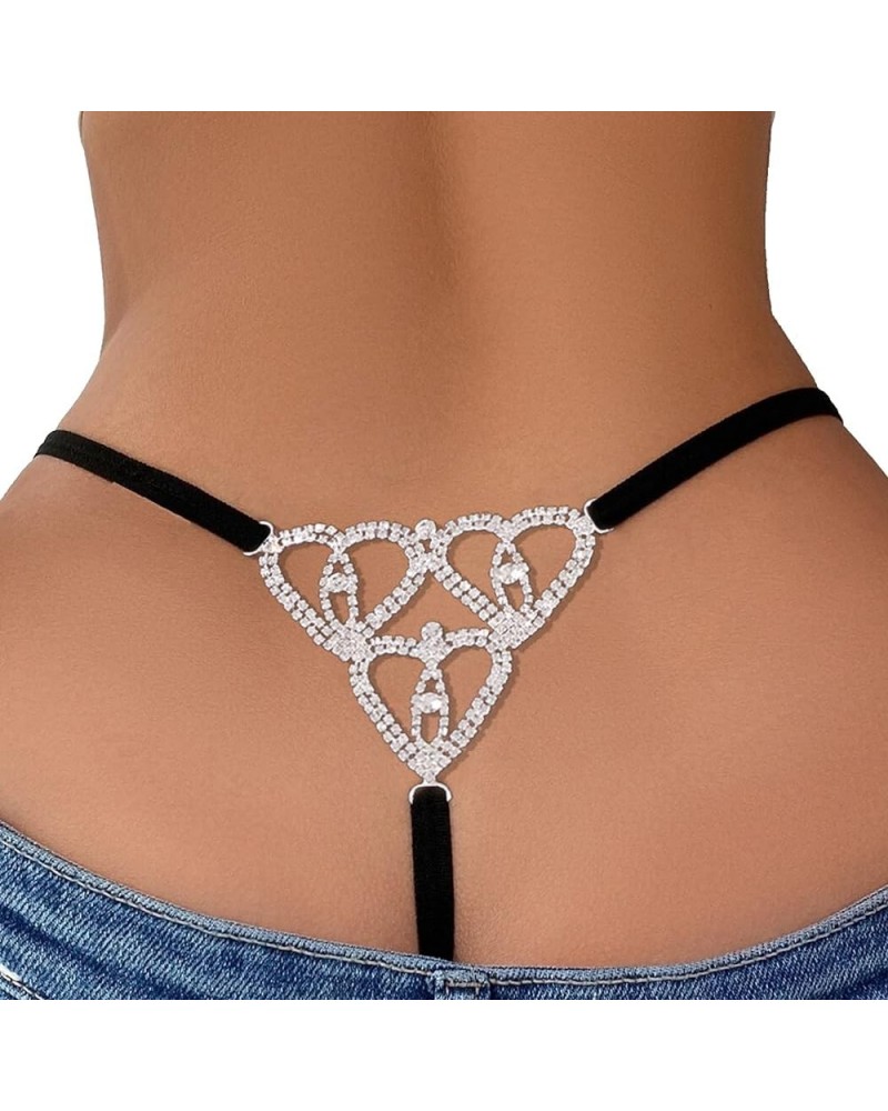 Rhinestone SEXY Letters Thong Waist Body Chain Crystal Underpants Belly Waist Chain Crystal Thong G String Body Jewelry for W...