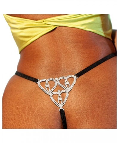 Rhinestone SEXY Letters Thong Waist Body Chain Crystal Underpants Belly Waist Chain Crystal Thong G String Body Jewelry for W...