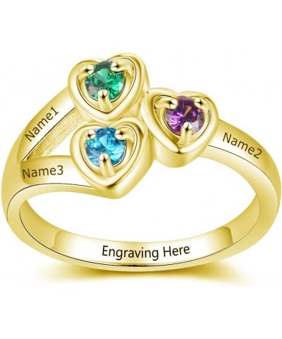 10K 14K 18K Solid Gold Personalized Mother Rings with 1-6 Birthstones Custom Name Ring Jewelry Gifts for Women Girlfriend Mom...