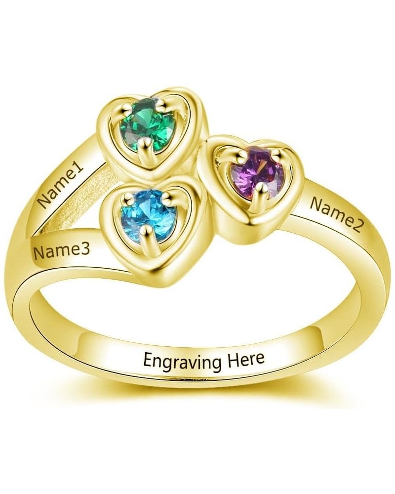 10K 14K 18K Solid Gold Personalized Mother Rings with 1-6 Birthstones Custom Name Ring Jewelry Gifts for Women Girlfriend Mom...