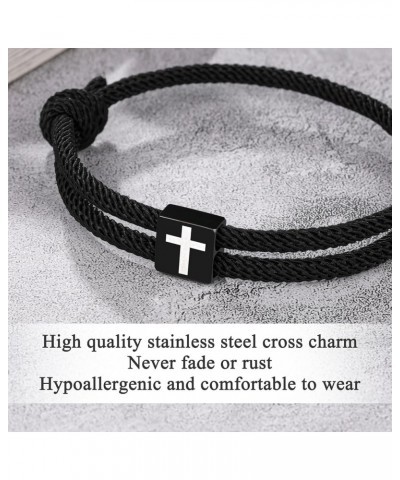 Cross Braided Rope Bracelet for Men Women, Easter Christian Baptism Christmas Valentine's Day Gifts for Couples Son Daughter ...