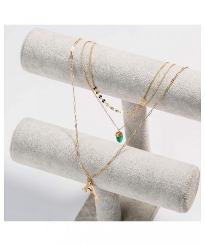 Necklace Chain for Women Girls, Fashion 26 Letters Natural Stone Charm Multi Layer Chain Necklace Women Jewelry Pendant Neckl...