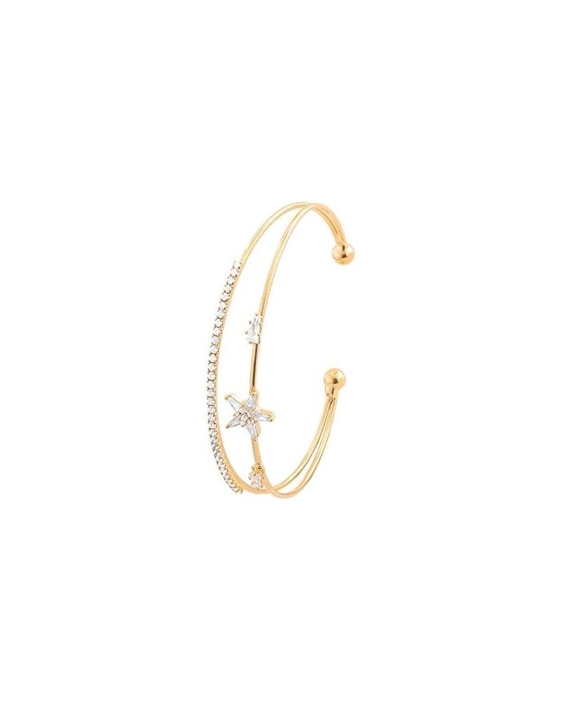 Cubic Zirconia Cuff Bracelet, Star Charm Open Cuff Bangle Bracelet for Women Gold $7.50 Bracelets