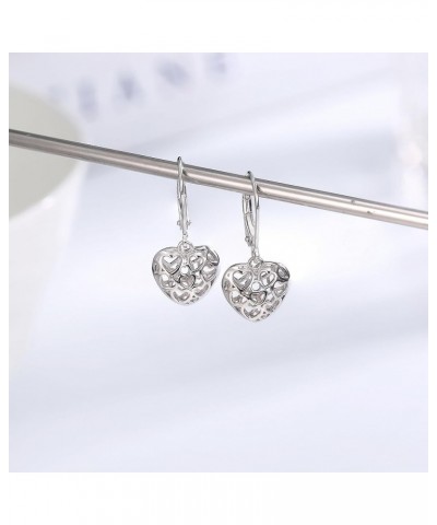 925 Sterling Silver Ball Heart Dangle Earrings for Women Lightweight Vintage Drop Dangle Earrings Leverback Earrings Jewelry ...