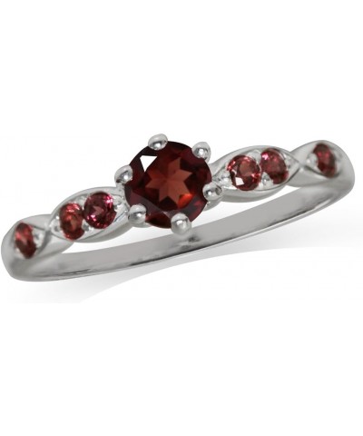 5mm Round Shape White Gold Plated 925 Sterling Silver Engagement Ring 9 Silver Natural Red Garnet $14.38 Rings