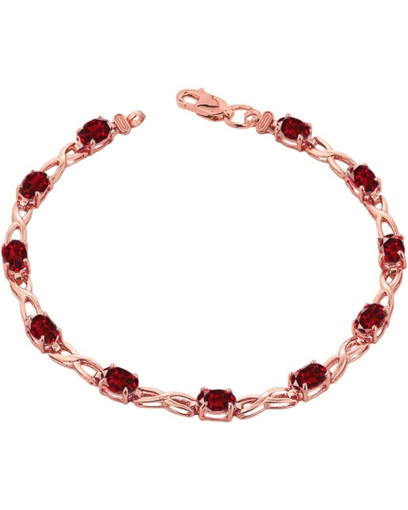 Elegant 14k Rose Gold Personalized Genuine Birthstone Infinity Bracelet 8.5 Inches Garnet $168.09 Bracelets