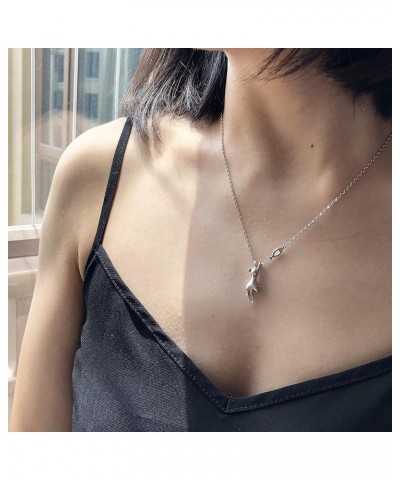 18K White Gold Plated Diamond Cat Necklace 925 Sterling Silver Simulated Diamond Necklace CZ Heart Necklace Mother and Child ...