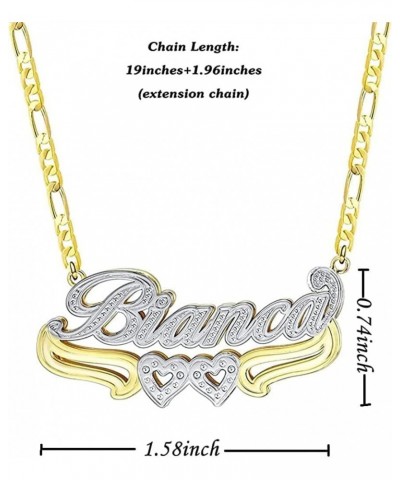 Double Plated Nameplate Name Necklace Custom Heart Necklace Personalized Two Tone Gold and Silver Custom Name Necklace for Wo...