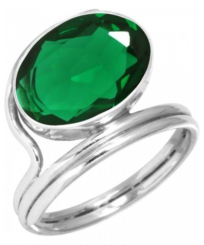 925 Sterling Silver Handmade Ring for Women 10x14 Oval Gemstone Boho Silver Jewelry for Gift (99018_R) Emerald Simulated $18....