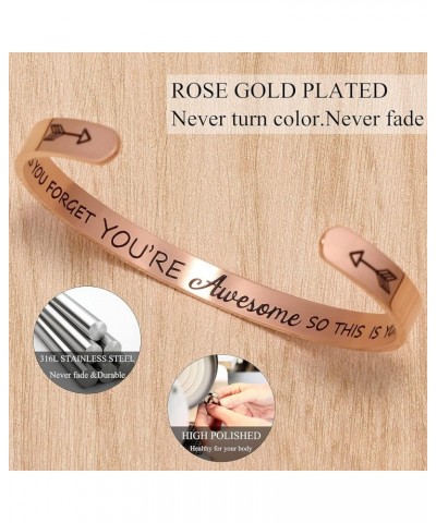 Gold Bracelets for Women Gifts Valentines Day Gifts for Her Uplifting Cuff Bangle Inspirational Mantra Engraved Rose Gold Jew...