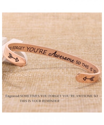 Gold Bracelets for Women Gifts Valentines Day Gifts for Her Uplifting Cuff Bangle Inspirational Mantra Engraved Rose Gold Jew...