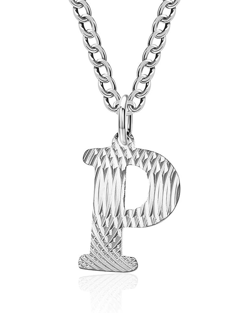 Stainless Steel Initial Necklaces for Women, A-Z Letter Pendant Choker Necklace with Simple Patterned Surface Design, Jewelry...