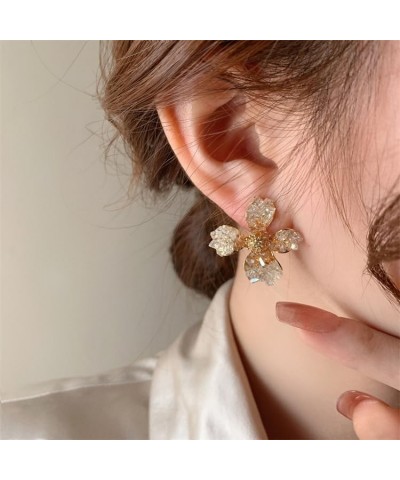 Gold Flower Earrings Large Flower Stud Earrings Flower Statement Earrings Chunky Floral Earrings Women Jewelry Gift C3 $8.24 ...