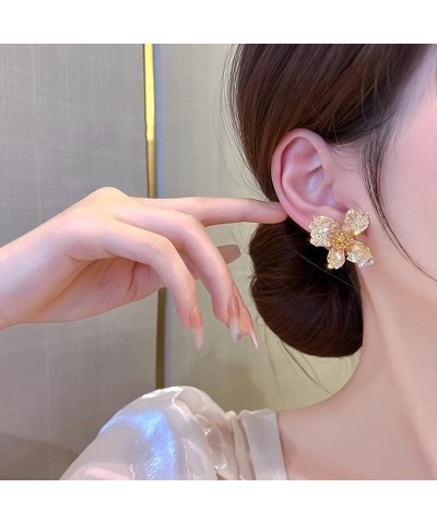 Gold Flower Earrings Large Flower Stud Earrings Flower Statement Earrings Chunky Floral Earrings Women Jewelry Gift C3 $8.24 ...