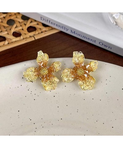 Gold Flower Earrings Large Flower Stud Earrings Flower Statement Earrings Chunky Floral Earrings Women Jewelry Gift C3 $8.24 ...