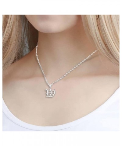 18K Gold Plated Initial Necklace Old English Letter Pendant Jewelry Gift for Women Teen Girls Silver W $4.39 Necklaces