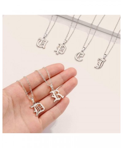 18K Gold Plated Initial Necklace Old English Letter Pendant Jewelry Gift for Women Teen Girls Silver W $4.39 Necklaces