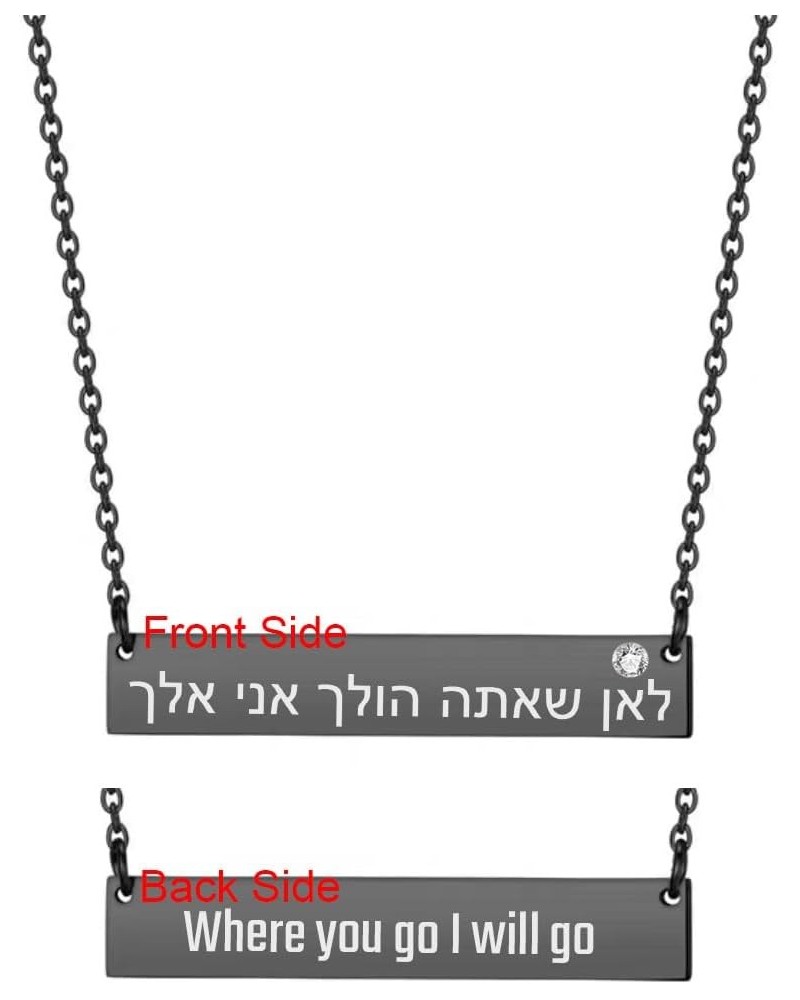 SHNIAN Hebrew Women's Personalized Jewish Necklace Stainless Steel Polished with Cubic Zircon, Free Engraved for Women, Wife,...