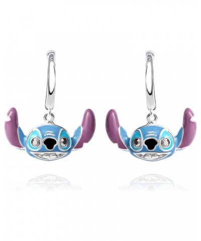 Womens Stitch Earrings Official License, Sterling Silver Stitch Charm Small Hoop Earrings $26.54 Earrings