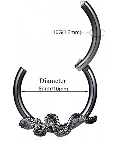 16G 18G 20G 6mm7mm 8mm 10mm Stainless-Steel L-Shape Septum-Clicker Hinge Nose-Ring-Hoop-Studs:Lip Eyebow Segment Ring Daith R...