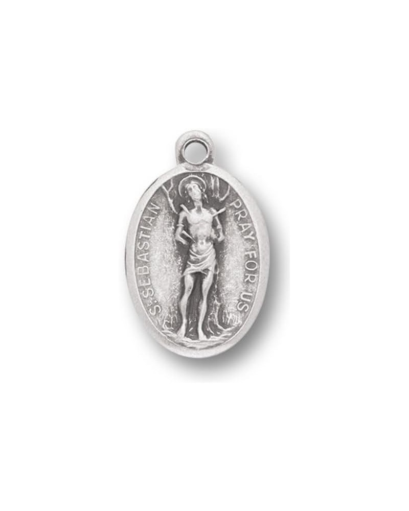 Small Oval Catholic Patron Saint Medal Bulk Silver Oxidized Medal Charm, Pack of 5 Medals St. Sebastian $8.15 Pendants