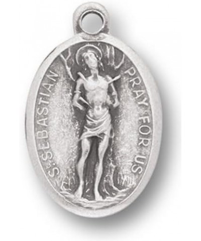 Small Oval Catholic Patron Saint Medal Bulk Silver Oxidized Medal Charm, Pack of 5 Medals St. Sebastian $8.15 Pendants