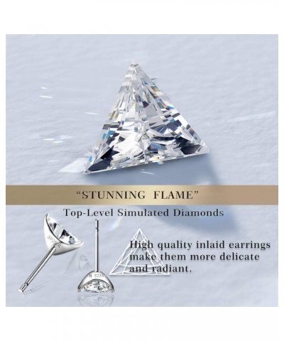 STUNNING FLAME" Trillion-cut/Cushion-cut/Emerald-cut/Marquise-cut ... 18K White Gold Plated Sterling Silver Cubic Zirconia Si...