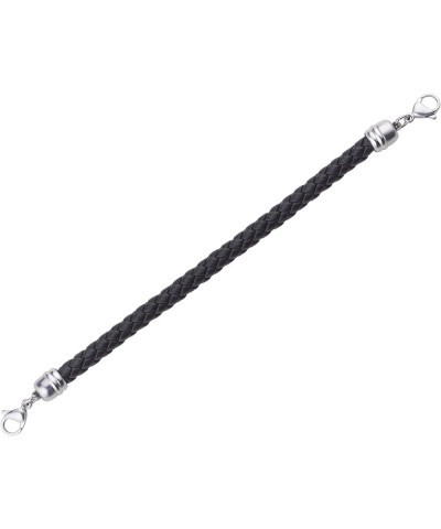 Black Braided Genuine Leather Interchangeable Medical Alert Replacement Bracelet for Women Black-4.5 $16.72 Bracelets