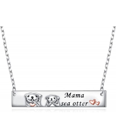 Mother Daughter Necklace Sterling Silver Sea Turtles/Bunny Rabbits/Axolotl/Otter/Llama Cute Animal Mother Child Necklace Turt...