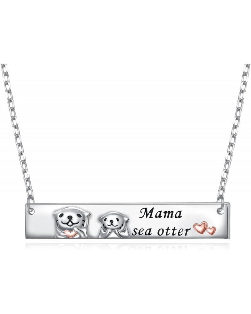 Mother Daughter Necklace Sterling Silver Sea Turtles/Bunny Rabbits/Axolotl/Otter/Llama Cute Animal Mother Child Necklace Turt...