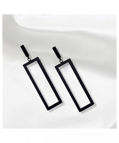 Minimalist Punk Silver Stainless Steel Triangle Geometric Drop Earrings Gold Black Rectangle Dangle Stud Earrings for Women G...