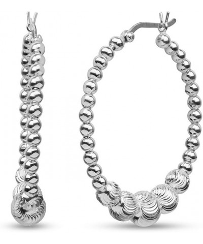 925 Sterling Silver Lightweight Round Classic Diamond-Cut Hollow Bead Chunky Ball Hoop Earrings for Women Teen Diamond Cut-1....