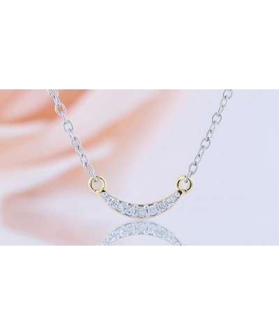 Round Lab Grown White Diamond Graduating Curved Bar Pendant for Women with 18 Inch Silver Chain (0.06 ctw, Color H-I, Clarity...