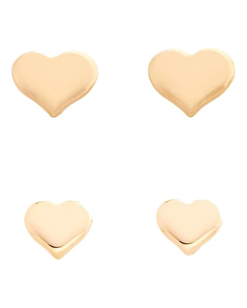 18K Gold Plated Earring Studs | Two Pairs of Charming, Heart-Shaped Earrings Made of Gold-Plated | Unique, Feminine, & Loving...