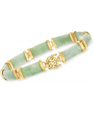 Jade Good Fortune Bracelet in 18kt Gold Over Sterling 8.5 Inches $44.64 Bracelets