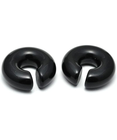 Pair of Black Obsidian Stone Hoop Ear Weights (STN-675) 0g (8mm) $14.40 Body Jewelry