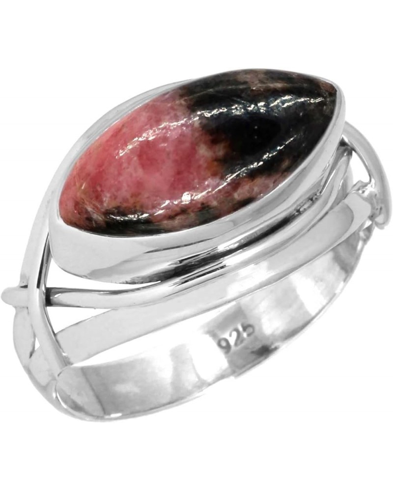 925 Sterling Silver Handmade Ring for Women 8x16 Marquoise Gemstone Fashion Jewelry for Gift (99106_R) Rhodonite $16.65 Rings