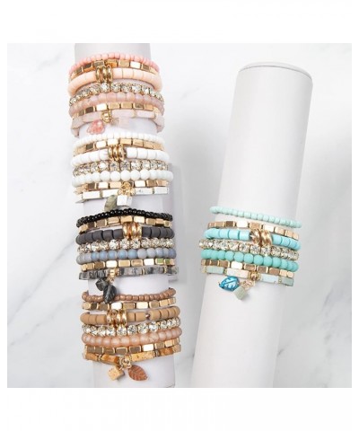 Multi Layer Versatile Statement Bracelets - Stackable Beaded Strand Stretch Bangles Sparkly Crystal, Wood Bead, Tassel Charm ...