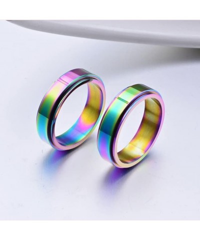 SHNIAN Titanium Steel Colourful Fashion Ring Motivational Band Stress Relief for Women Men Anxiety Relief Inspirational Rotat...