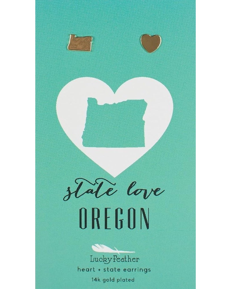 14K Gold Dipped State Love Earrings Oregon $8.39 Earrings