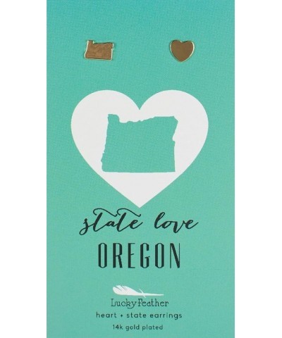 14K Gold Dipped State Love Earrings Oregon $8.39 Earrings