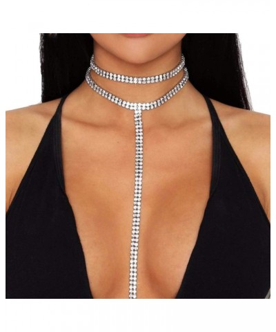 Sexy Multi-layered Long Choker Necklaces Double-Layer Crystal Full Rhinestone Choker Necklace Statement Necklace Luxury Colla...