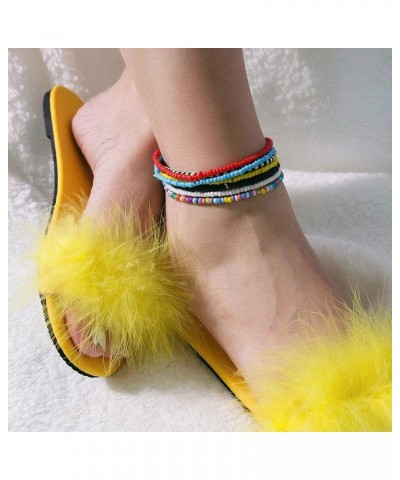 8Pcs Handmade Beaded Anklets for Women Girls Boho Colorful Beads Ankle Bracelets Adjustable Foot Anklet Set G $8.39 Anklets