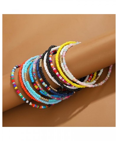 8Pcs Handmade Beaded Anklets for Women Girls Boho Colorful Beads Ankle Bracelets Adjustable Foot Anklet Set G $8.39 Anklets