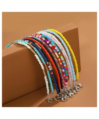 8Pcs Handmade Beaded Anklets for Women Girls Boho Colorful Beads Ankle Bracelets Adjustable Foot Anklet Set G $8.39 Anklets