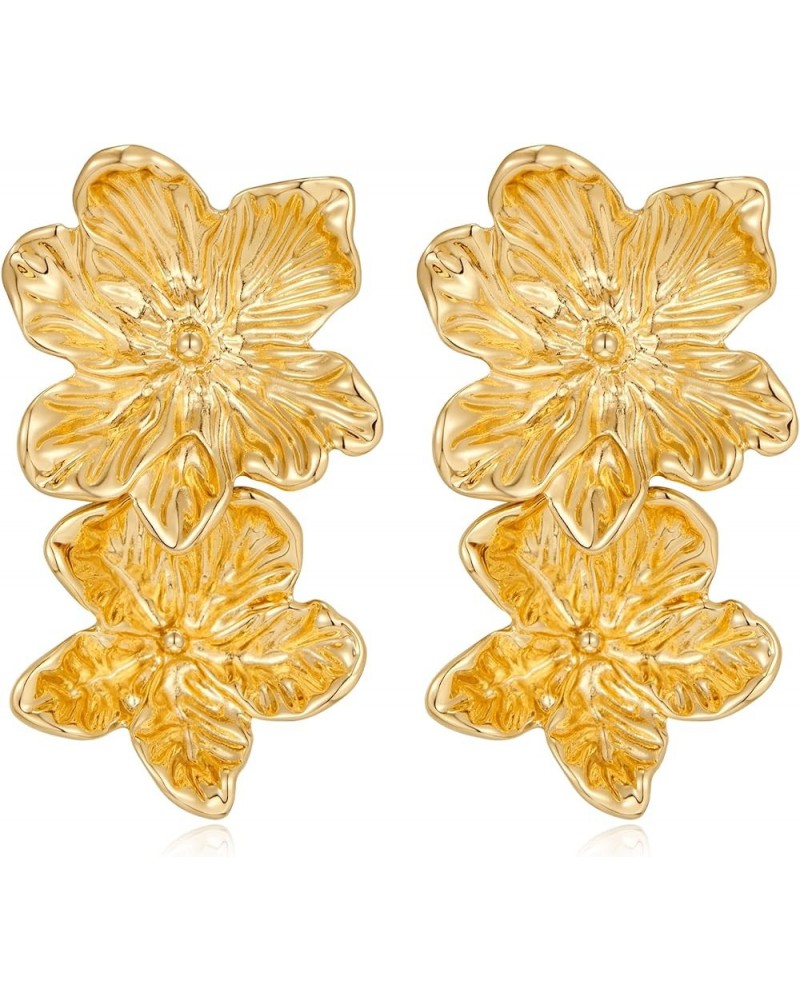 Gold Earrings for Women Teen Fashion Statement Jewelry Gift for Her Ginkgo Leaf Fan-shaped Gold-Flower $9.17 Earrings