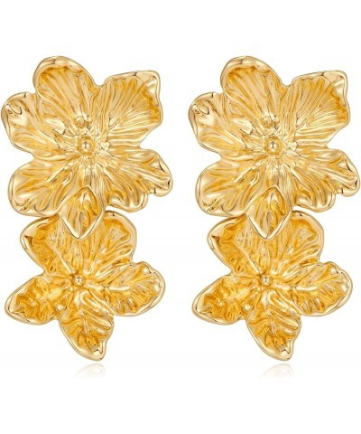 Gold Earrings for Women Teen Fashion Statement Jewelry Gift for Her Ginkgo Leaf Fan-shaped Gold-Flower $9.17 Earrings