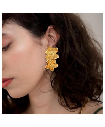 Gold Earrings for Women Teen Fashion Statement Jewelry Gift for Her Ginkgo Leaf Fan-shaped Gold-Flower $9.17 Earrings